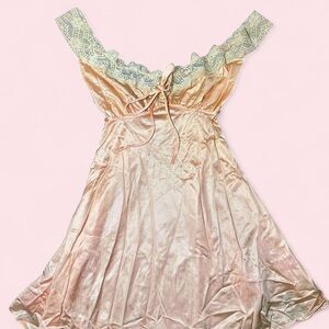 JCPenney Blush Satin Chemise with Lace Trim